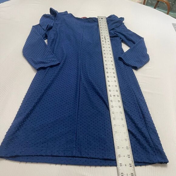 Lilly Pulitzer Pheby Oyster Bay Navy Blue Cozy Knit Swiss Dot Ruffle Dress Small - Picture 7 of 7